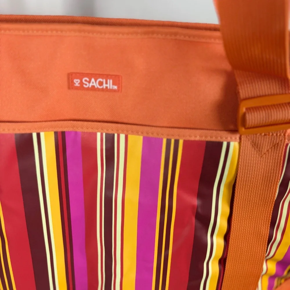 Sachi Orange Striped‎ Insulated Big Tote Bag Cooler Bag